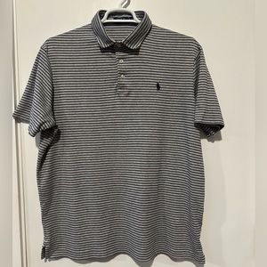 Polo Ralph Lauren -  XL knit polo - Gray with navy blue stripes